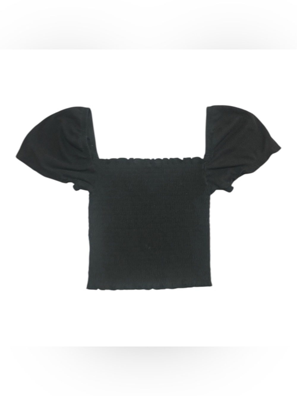 Aeropostale Black Smocked Puff Sleeve Blouse